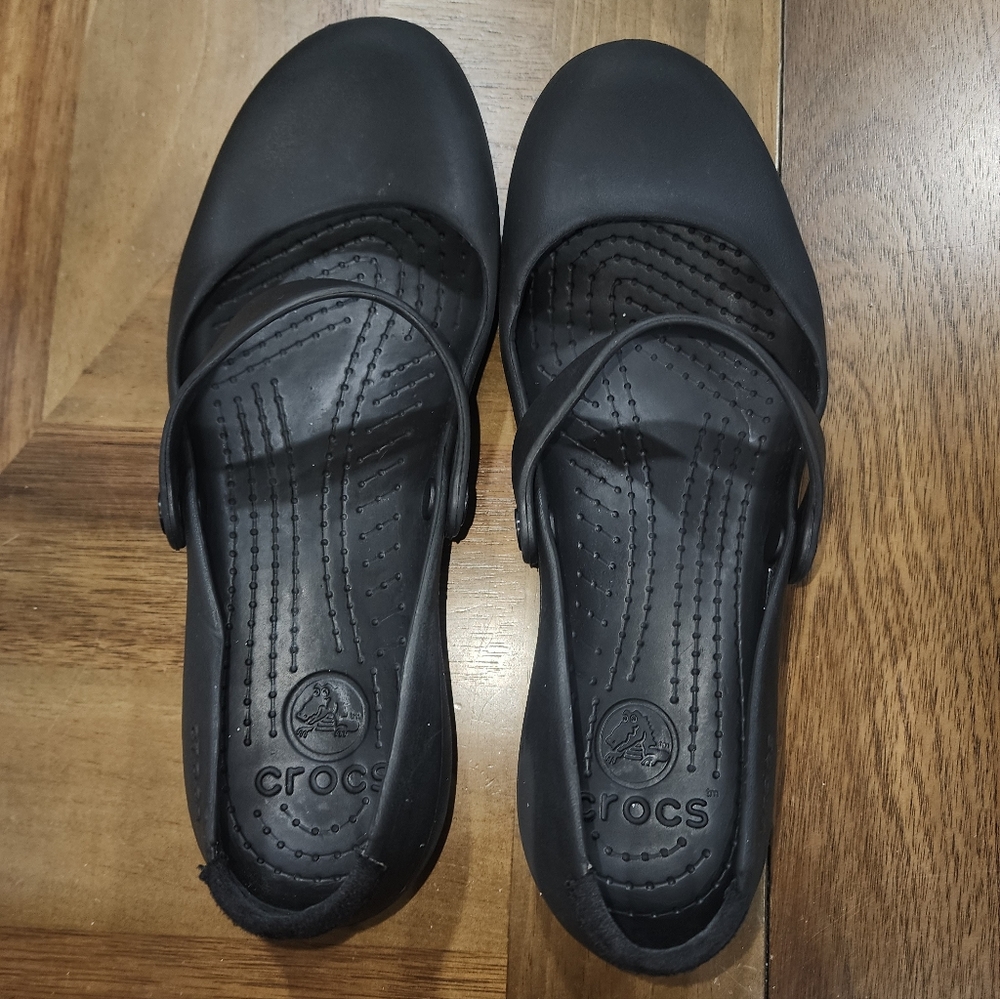 Crocs Slip On Slide On Ballet Flats Mary Janes Black Sz 7 Womens - Picture 5 of 9